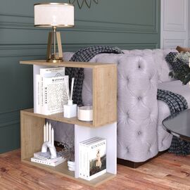 Βιβλιοθήκη-Ραφιέρα δαπέδου Kadu pakoworld σε oak-λευκό απόχρωση  72x22x71εκ - ΟΡΓΑΝΩΣΗ ΣΠΙΤΙΟΥ στο Milonadakis.gr