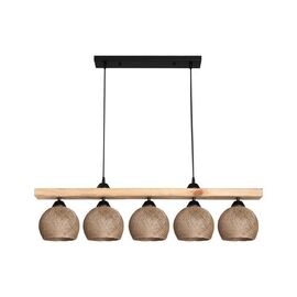 Φωτιστικό οροφής πεντάφωτο Salote pakoworld Ε27 σε καφέ-φυσική απόχρωση 100x18x24εκ - ΦΩΤΙΣΤΙΚΑ ΟΡΟΦΗΣ στο Milonadakis.gr