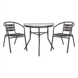 ΣΕΤ ΕΞΩΤ.ΧΩΡΟΥ 3ΤΜΧ LAURA HM21112 ΤΡΑΠΕΖΙ ΗΜΙΚΥΚΛΙΚΟ & 2 ΠΟΛΥΘΡΟΝΕΣ- ΓΚΡΙ - ΣΕΤ ΤΡΑΠΕΖΑΡΙΕΣ στο Milonadakis.gr