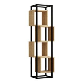 Βιβλιοθήκη Gridur pakoworld σε oak απόχρωση με μαύρο μεταλλικό σκελετό 44x29x140εκ - ΒΙΒΛΙΟΘΗΚΕΣ στο Milonadakis.gr