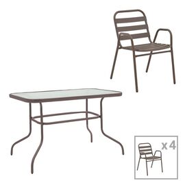 Τραπεζαρία Valor-Sussie pakoworld 5τεμ μέταλλο καφέ-γυαλί 110x60x70εκ - ΣΕΤ ΤΡΑΠΕΖΑΡΙΕΣ στο Milonadakis.gr