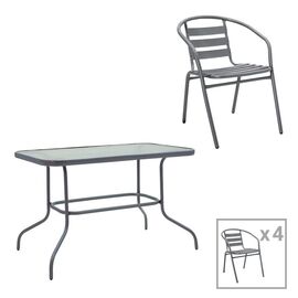 Τραπεζαρία Valor-Tade pakoworld σετ 5τεμ μέταλλο ανθρακί-γυαλί 110x60x70εκ - ΣΕΤ ΤΡΑΠΕΖΑΡΙΕΣ στο Milonadakis.gr