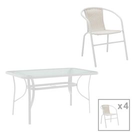 Τραπεζαρία Obbi-Ensure pakoworld 5τεμ μέταλλο-γυαλί σε λευκή απόχρωση 120x70x70εκ - ΣΕΤ ΤΡΑΠΕΖΑΡΙΕΣ στο Milonadakis.gr