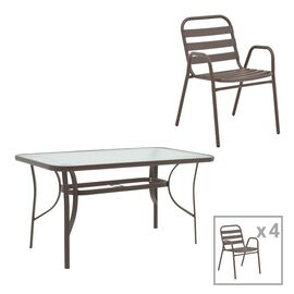 Τραπεζαρία Sussie-Ensure pakoworld 5τεμ μέταλλο-γυαλί σε καφέ απόχρωση 120x70x70εκ - ΣΕΤ ΤΡΑΠΕΖΑΡΙΕΣ στο Milonadakis.gr