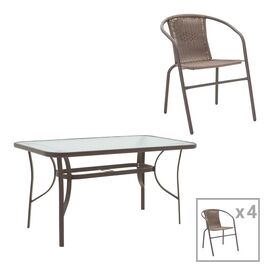 Τραπεζαρία Ensure-Obbi pakoworld 5τεμ μέταλλο σε καφέ απόχρωση 140x80x70εκ - ΣΕΤ ΤΡΑΠΕΖΑΡΙΕΣ στο Milonadakis.gr