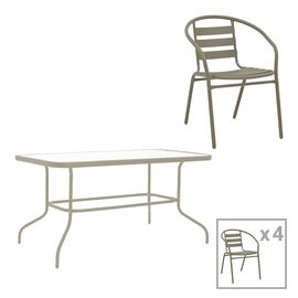 Τραπεζαρία Tade-Valor pakoworld 5τεμ μέταλλο-γυαλί σε σαμπανιζέ απόχρωση 110x60x70εκ - ΣΕΤ ΤΡΑΠΕΖΑΡΙΕΣ στο Milonadakis.gr