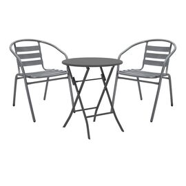Τραπεζαρία Albero-Tade pakoworld 3τεμ πτυσσόμενο μέταλλο σε ανθρακί απόχρωση Φ60x70εκ - ΣΕΤ ΤΡΑΠΕΖΑΡΙΕΣ στο Milonadakis.gr