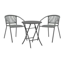 Τραπεζαρία Albero-Lindaria pakoworld 3τεμ πτυσσόμενο μέταλλο σε ανθρακί απόχρωση Φ60x70εκ - ΣΕΤ ΤΡΑΠΕΖΑΡΙΕΣ στο Milonadakis.gr