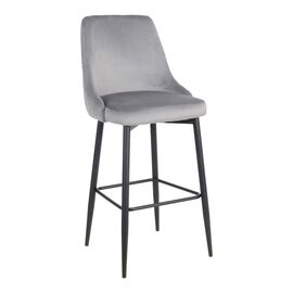 Σκαμπό μπαρ Zedna pakoworld γκρι βελούδο με μαύρα μεταλλικά πόδια 52x57x111εκ - ΣΚΑΜΠΟ ΜΠΑΡ στο Milonadakis.gr