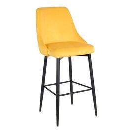 Σκαμπό μπαρ Zedna pakoworld κίτρινο βελούδο με μαύρα μεταλλικά πόδια 52x57x111εκ - ΣΚΑΜΠΟ ΜΠΑΡ στο Milonadakis.gr