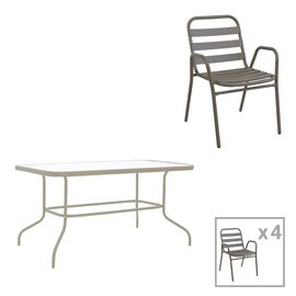 Τραπεζαρία Valor-Sussie pakoworld σετ 5τεμ μέταλλο σε σαμπανιζέ φυσική απόχρωση 110x60x70εκ - ΣΕΤ ΤΡΑΠΕΖΑΡΙΕΣ στο Milonadakis.gr