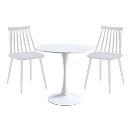 Τραπεζαρία Elijah-Aurora I pakoworld σετ 3τεμ pp σε λευκή απόχρωση Φ60x74εκ - ΤΡΑΠΕΖΑΡΙΕΣ στο Milonadakis.gr