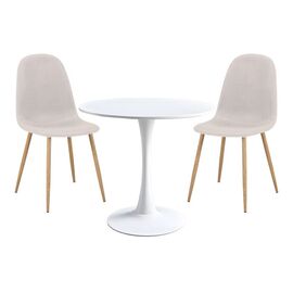 Τραπεζαρία Elijah-Bella pakoworld σετ 3τεμ σε λευκή-μπεζ απόχρωση Φ60x74εκ - ΤΡΑΠΕΖΑΡΙΕΣ στο Milonadakis.gr