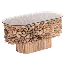 ΤΡΑΠΕΖΙ ΣΑΛΟΝΙΟΥ ΟΒΑΛ SPARROW HM9962 DRIFTWOOD--ΓΥΑΛΙ 106x55,5x50,5Υεκ. - ΤΡΑΠΕΖΙΑ ΚΟΥΖΙΝΑΣ στο Milonadakis.gr