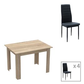 Τραπεζαρία Manka-Parker pakoworld σετ 5τεμ mdf σε μαύρη-sonoma απόχρωση 110x80x77εκ - ΤΡΑΠΕΖΑΡΙΕΣ στο Milonadakis.gr