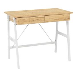 Γραφείο εργασίας Lione pakoworld με συρτάρια σε oak απόχρωση με πόδι λευκό μέταλλο 90x50x75εκ - ΓΡΑΦΕΙΑ στο Milonadakis.gr