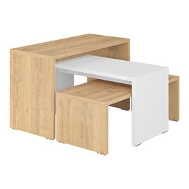 Τραπέζια σαλονιού Kantar pakoworld σετ 3τεμ σε oak-λευκή απόχρωση 65x30x39εκ - ΤΡΑΠΕΖΙΑ ΚΟΥΖΙΝΑΣ στο Milonadakis.gr