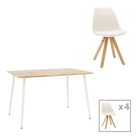 Τραπεζαρία Cuba-Caron pakoworld σετ 5τεμ sonoma-λευκό 120x80x75εκ - ΤΡΑΠΕΖΑΡΙΕΣ στο Milonadakis.gr