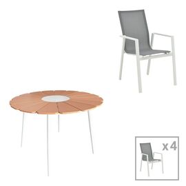 Τραπεζαρία Pinap-Dashiell σετ 5τεμ pakoworld λευκό αλουμίνιο και plywood σε φυσική απόχρωση Φ110x74εκ - ΣΕΤ ΤΡΑΠΕΖΑΡΙΕΣ στο Milonadakis.gr