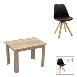 Τραπεζαρία Manka-Caron pakoworld σετ 5τεμ σε sonoma-μαύρη απόχρωση 110x80x77εκ - ΤΡΑΠΕΖΑΡΙΕΣ στο Milonadakis.gr