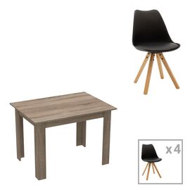 Τραπεζαρία Manka-Caron pakoworld σετ 5τεμ σε sonoma tuffle-μαύρη απόχρωση 110x80x77εκ - ΤΡΑΠΕΖΑΡΙΕΣ στο Milonadakis.gr