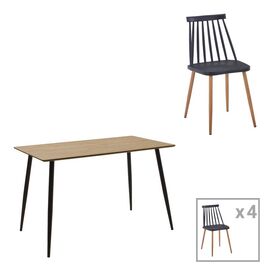 Τραπεζαρία Cuba-Aurora I pakoworld σετ 5τεμ σε sonoma-μαύρη απόχρωση 120x70x76εκ - ΤΡΑΠΕΖΑΡΙΕΣ στο Milonadakis.gr