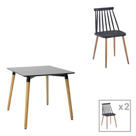 Τραπεζαρία Natali-Aurora I pakoworld σετ 3τεμ σε μαύρη-φυσική απόχρωση 80x80x76εκ - ΤΡΑΠΕΖΑΡΙΕΣ στο Milonadakis.gr