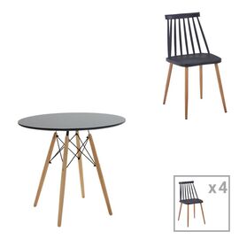 Τραπεζαρία Julita-Aurora I pakoworld σετ 5τεμ σε μαύρη-φυσική απόχρωση Φ80x73εκ - ΤΡΑΠΕΖΑΡΙΕΣ στο Milonadakis.gr