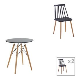 Τραπεζαρία Julita-Aurora I pakoworld σετ 3τεμ σε μαύρη-φυσική απόχρωση Φ60x73εκ - ΤΡΑΠΕΖΑΡΙΕΣ στο Milonadakis.gr