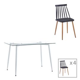 Τραπεζαρία Quana-Aurora I pakoworld σετ 5τεμ σε μαύρη-φυσική απόχρωση 120x70x75εκ - ΤΡΑΠΕΖΑΡΙΕΣ στο Milonadakis.gr