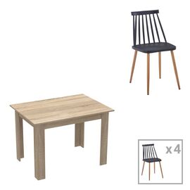 Τραπεζαρία Manka-Aurora I pakoworld σετ 5τεμ σε sonoma-μαύρη απόχρωση 110x80x77εκ - ΤΡΑΠΕΖΑΡΙΕΣ στο Milonadakis.gr