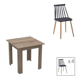 Τραπεζαρία Chloe-Aurora I pakoworld σετ 5τεμ γυάλινο 8χιλ ανθρακί - πόδι φυσικό-μαυρη απόχρωση 120x70x75εκ - ΤΡΑΠΕΖΑΡΙΕΣ στο Milonadakis.gr