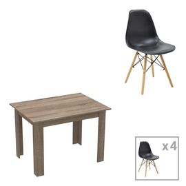 Τραπεζαρία Manka-Julita pakoworld σετ 5τεμ σε sonoma truffle-μαύρη απόχρωση 110x80x77εκ - ΤΡΑΠΕΖΑΡΙΕΣ στο Milonadakis.gr