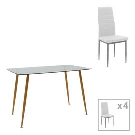 Τραπεζαρία Cuba-Parker pakoworld σετ 5τεμ sonoma-λευκό 120x80x75εκ - ΤΡΑΠΕΖΑΡΙΕΣ στο Milonadakis.gr