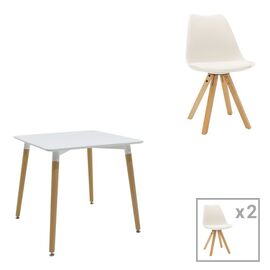Τραπεζαρία Natali-Caron pakoworld σετ 3τεμ MDF λευκό-πόδια φυσικό 80x80x76εκ - ΤΡΑΠΕΖΑΡΙΕΣ στο Milonadakis.gr