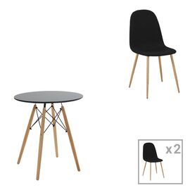 Τραπεζαρία Julita-Bella pakoworld σετ 3τεμ mdf σε μαύρη-φυσική απόχρωση Φ60x73εκ - ΤΡΑΠΕΖΑΡΙΕΣ στο Milonadakis.gr