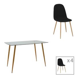 Τραπεζαρία Chloe-Bella pakoworld σετ 5τεμ γυάλινο 8χιλ - πόδι μέταλλο σε φυσική απόχρωση 120x70x75εκ - ΤΡΑΠΕΖΑΡΙΕΣ στο Milonadakis.gr