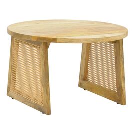Τραπέζι Tamarind pakoworld ξύλο mango-φυσικό rattan σε φυσική απόχρωση Φ65x40εκ - ΤΡΑΠΕΖΑΚΙΑ ΣΑΛΟΝΙΟΥ στο Milonadakis.gr
