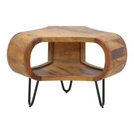 Τραπέζι Merck pakoworld μασιφ ξύλο sheesham σε καρυδί απόχρωση με μαύρα μεταλλικά πόδια Φ55x38εκ - ΤΡΑΠΕΖΑΚΙΑ ΣΑΛΟΝΙΟΥ στο Milonadakis.gr