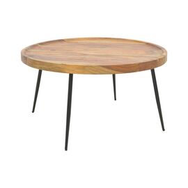 Τραπέζι Tavolo pakoworld μασιφ ξύλο sheesham σε καρυδί απόχρωση με μαύρα μεταλλικά πόδια Φ75x39εκ - ΤΡΑΠΕΖΑΚΙΑ ΣΑΛΟΝΙΟΥ στο Milonadakis.gr