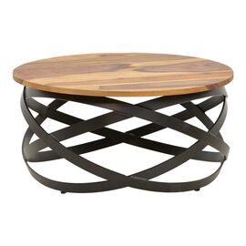 Τραπέζι Monar pakoworld μασιφ ξύλο sheesham σε καρυδί απόχρωση με μαύρα μεταλλικά πόδια Φ60x30εκ - ΤΡΑΠΕΖΑΚΙΑ ΣΑΛΟΝΙΟΥ στο Milonadakis.gr