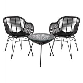 ΣΕΤ ΤΡΑΠΕΖΑΡΙΑΣ 3ΤΜΧ HM11871 ΜΕΤΑΛΛΟ & RATTAN ΣΕ ΜΑΥΡΟ ΧΡΩΜΑ - ΣΕΤ ΣΑΛΟΝΙΑ στο Milonadakis.gr