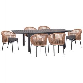 ΣΕΤ ΤΡΑΠΕΖΑΡΙΑΣ ΕΞ.ΧΩΡΟΥ 7ΤΜΧ KRUM HM21132.06 ΣΚΟΥΡΟ ΓΚΡΙ ΑΛΟΥΜΙΝΙΟ-P.E.RATTAN - ΣΕΤ ΤΡΑΠΕΖΑΡΙΕΣ στο Milonadakis.gr