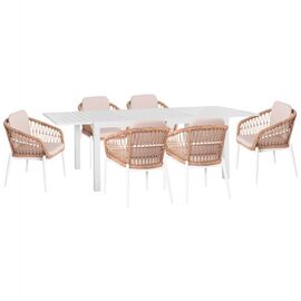 ΣΕΤ ΤΡΑΠΕΖΑΡΙΑΣ ΕΞ.ΧΩΡΟΥ 7ΤΜΧ KRUM HM21149 ΛΕΥΚΟ ΑΛΟΥΜΙΝΙΟ--P.E.RATTAN - ΣΕΤ ΤΡΑΠΕΖΑΡΙΕΣ στο Milonadakis.gr