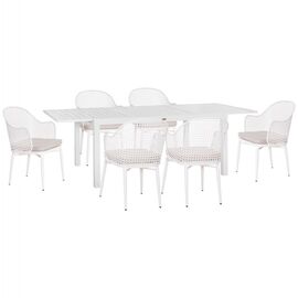 ΣΕΤ ΤΡΑΠΕΖΑΡΙΑΣ ΕΞ.ΧΩΡΟΥ KRUM HM21131.04 ΤΡΑΠΕΖΙ ΜΕ 6 ΠΟΛΥΘΡΟΝΕΣ--ΛΕΥΚΟ ΑΛΟΥΜΙΝΙΟ - ΣΕΤ ΤΡΑΠΕΖΑΡΙΕΣ στο Milonadakis.gr