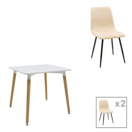 Τραπεζαρία Natali-Noor pakoworld σετ 3τεμ  MDF λευκό-μπεζ-πόδια φυσικό 80x80x76εκ - ΤΡΑΠΕΖΑΡΙΕΣ στο Milonadakis.gr