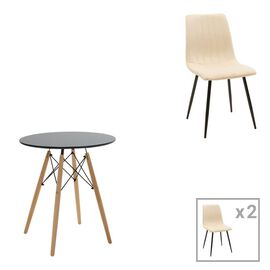 Τραπεζαρία Julita-Noor pakoworld σετ 3τεμ MDF μαύρο-μπεζ-φυσικό Φ60x73εκ - ΤΡΑΠΕΖΑΡΙΕΣ στο Milonadakis.gr