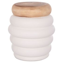 ΤΡΑΠΕΖΙ ΒΟΗΘΗΤΙΚΟ PUFFAT HM18172.02 FIBER CEMENT ΛΕΥΚΟ- ΞΥΛΟ TEAK TOP Φ45x46Υεκ. - ΤΡΑΠΕΖΙΑ ΚΟΥΖΙΝΑΣ στο Milonadakis.gr