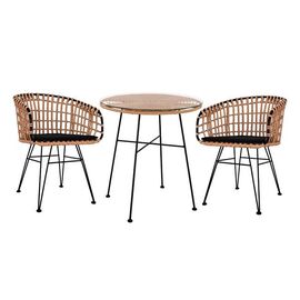 ΣΕΤ 3ΤΜΧ ALLEGRA WICKER ΜΕ ΤΡΑΠΕΖΙ Φ70Χ74Υ ΜΠΕΖ & ΜΑΥΡΟ ΧΡΩΜΑ HM10474 - ΣΕΤ ΤΡΑΠΕΖΑΡΙΕΣ στο Milonadakis.gr