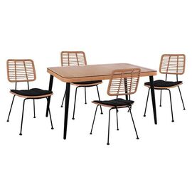 ΣΕΤ 5ΤΜΧ ALLEGRA WICKER ΜΕ ΤΡΑΠΕΖΙ 140X80Χ78Υ ΜΠΕΖ & ΜΑΥΡΟ ΧΡΩΜΑ HM10492 - ΣΕΤ ΤΡΑΠΕΖΑΡΙΕΣ στο Milonadakis.gr